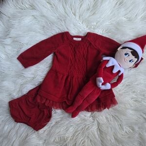 Cat & Jack Red Baby Sweater Dress Sz 0-3 Months
